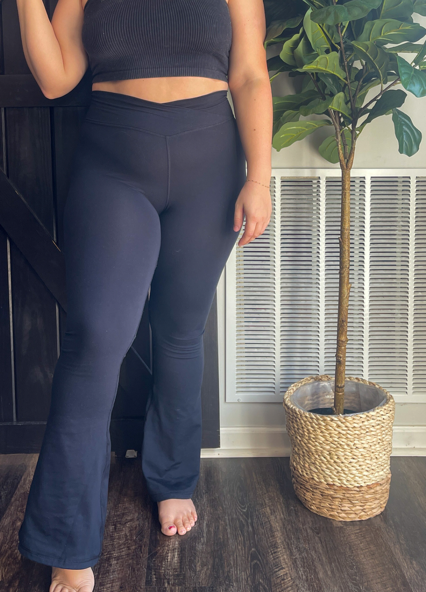 High Waist Crossover Flare Leggings Taupe – Allie Lynn's Boutique