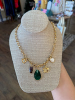 Load image into Gallery viewer, Teardrop Stone Multi Charm Necklace
