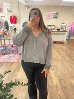 Load image into Gallery viewer, Washed Sweater Cardigan - Olive
