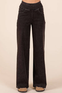 Knit Denim Wide Leg Pants