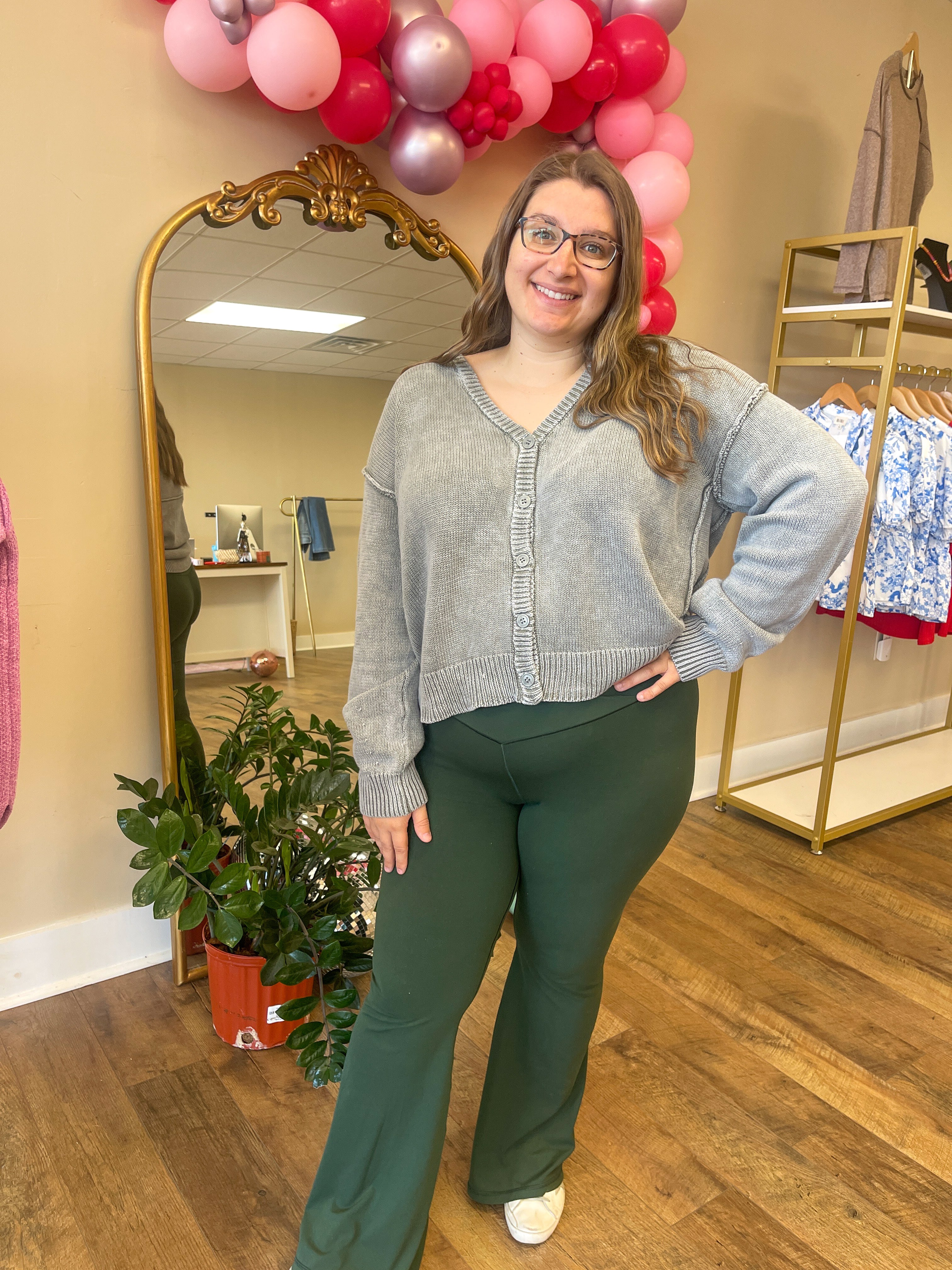 Washed Sweater Cardigan - Olive