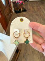Load image into Gallery viewer, Lucky Clover Dangle Hoops
