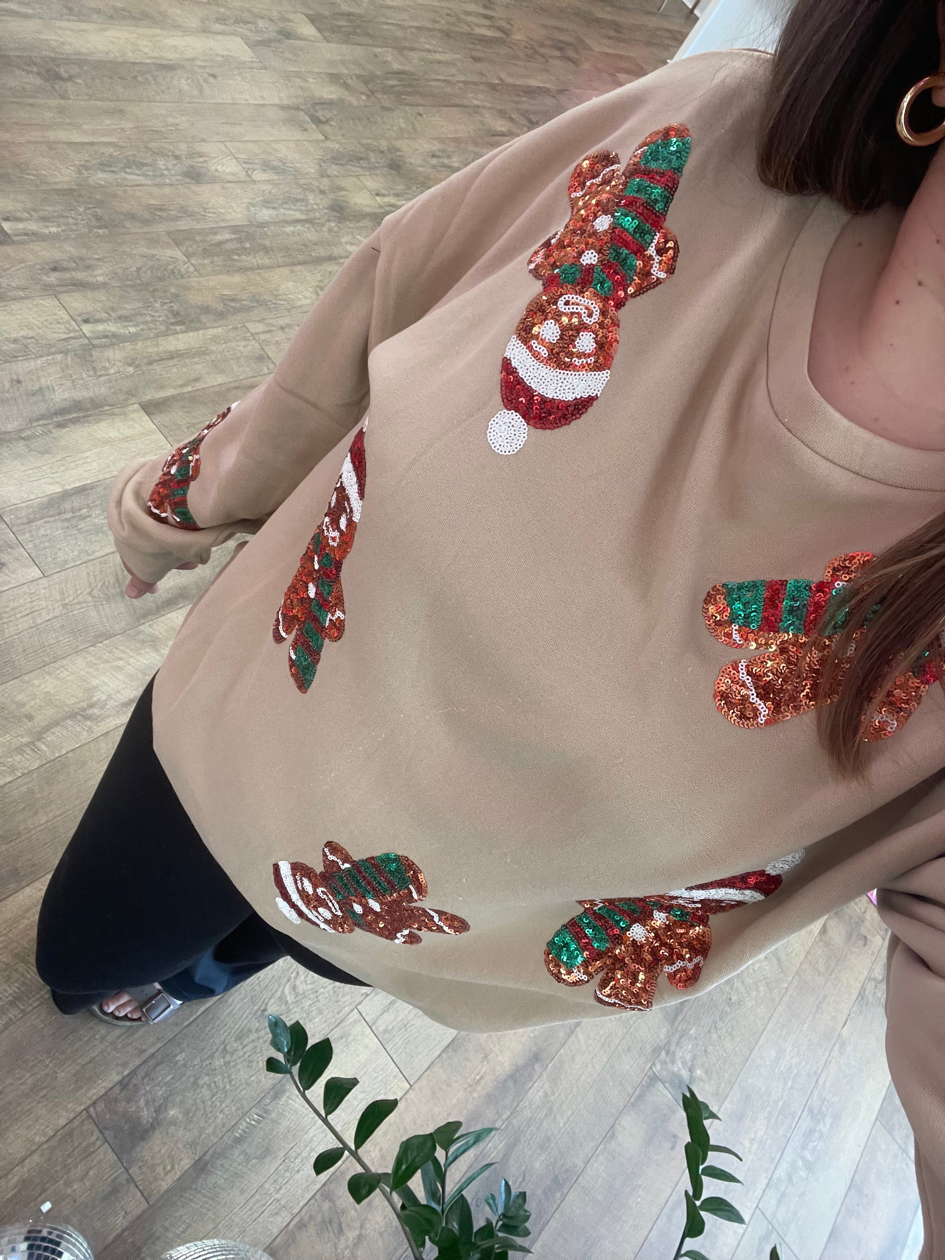 Gingerbread Sequin Sweater