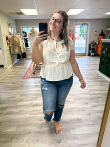 Cali Eyelet Peplum Top