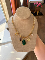 Load image into Gallery viewer, Teardrop Stone Multi Charm Necklace
