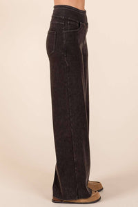 Knit Denim Wide Leg Pants