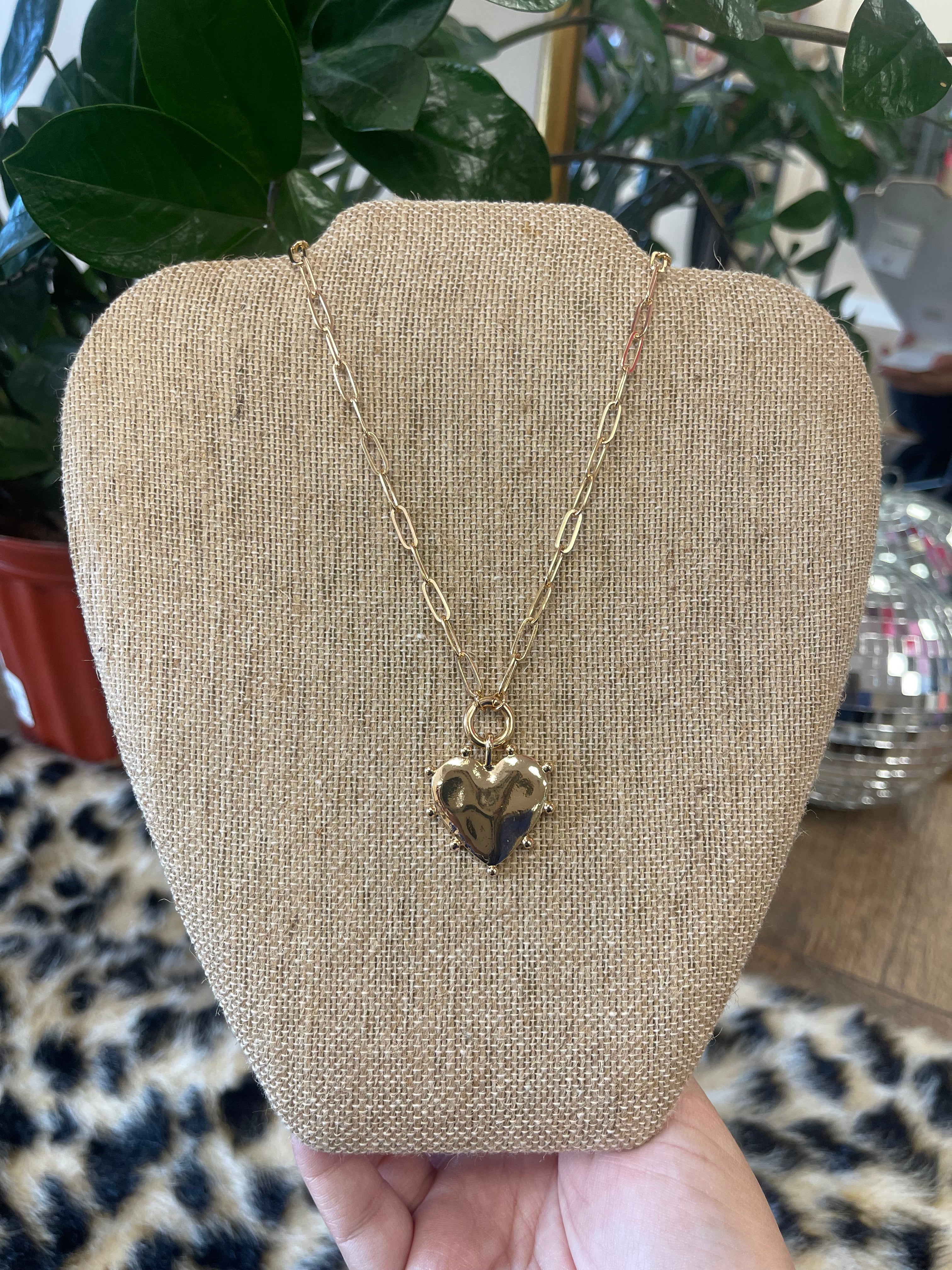 Dotted Heart Pendant Choker