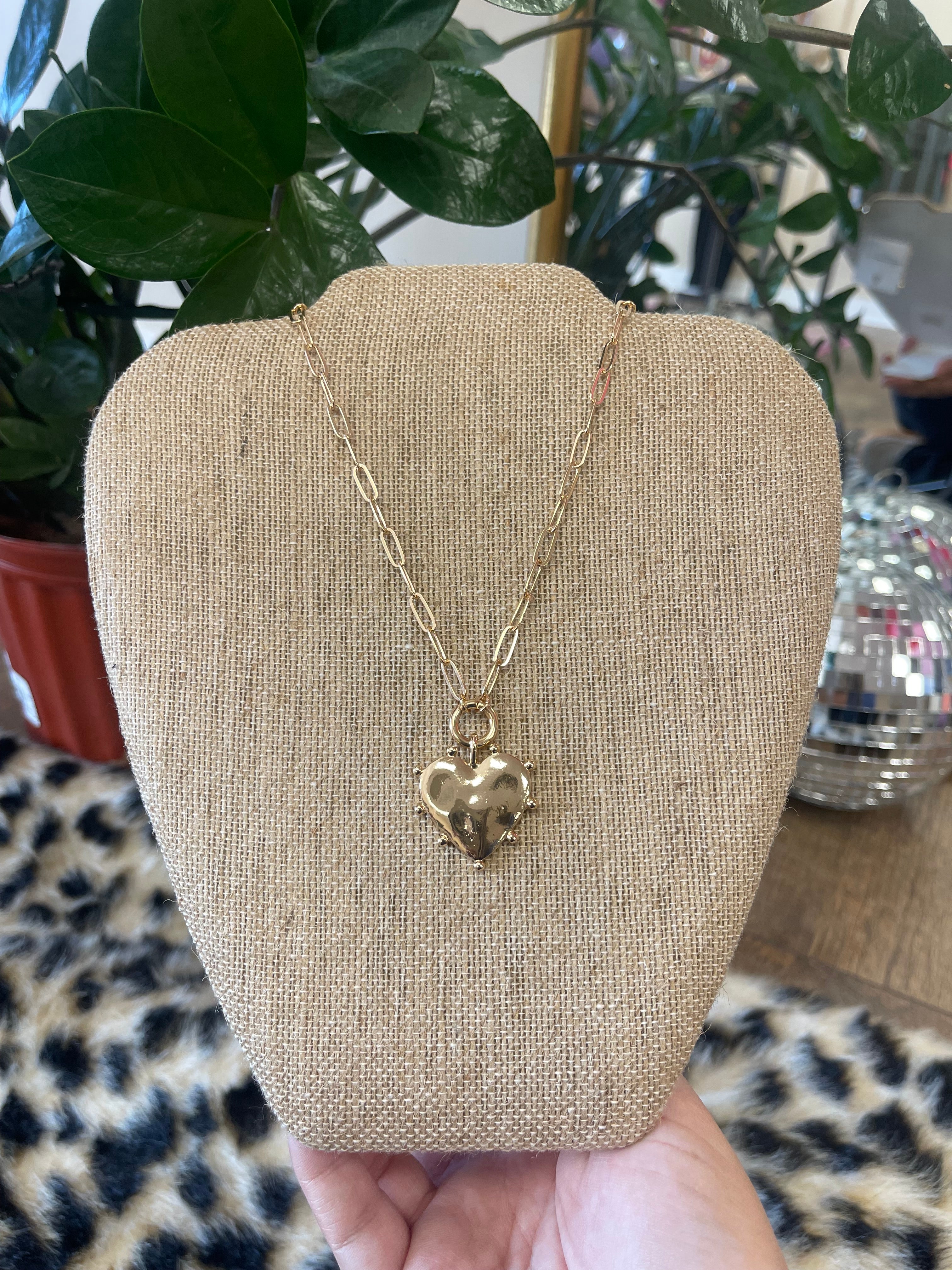 Dotted Heart Pendant Choker