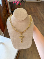 Load image into Gallery viewer, Angela Hammered Cross Necklace
