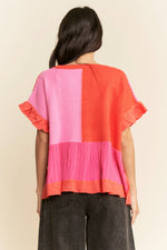 Load image into Gallery viewer, Pink Petals Ruffle Top

