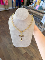 Load image into Gallery viewer, Angela Hammered Cross Necklace

