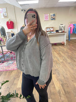 Load image into Gallery viewer, Washed Sweater Cardigan - Olive
