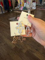 Load image into Gallery viewer, Cutout Textured Cross Earrings
