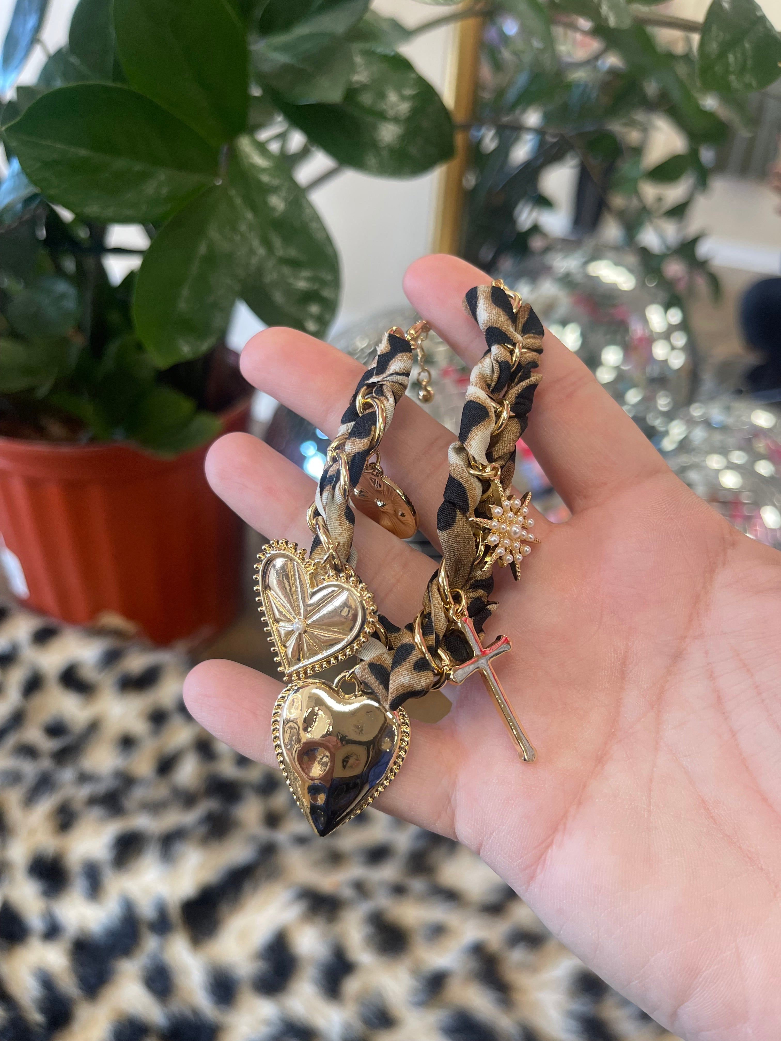 Leopard Scarf Charm Bracelet