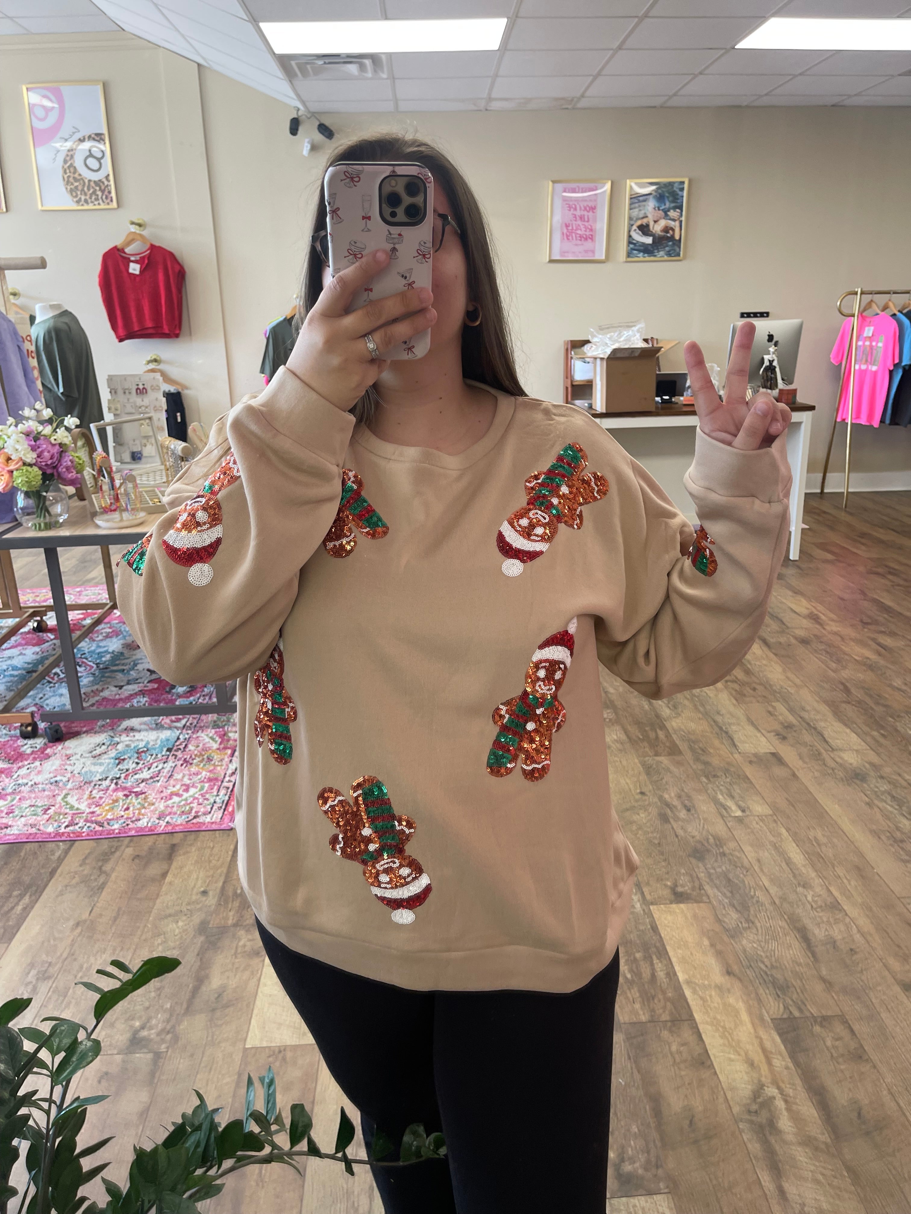 Gingerbread Sequin Sweater