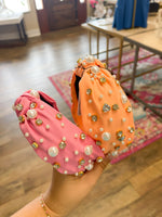 Load image into Gallery viewer, Pearl &amp; Rhinestone Headbands - 2 Colors Available
