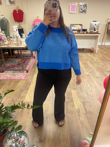 Millie Ribbed Sweater - Ocean Blue
