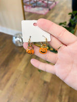 Load image into Gallery viewer, Halloween Basket Huggie Earrings
