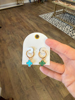 Load image into Gallery viewer, Lucky Clover Dangle Hoops
