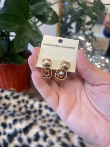 Leopard Stone Stud Earrings