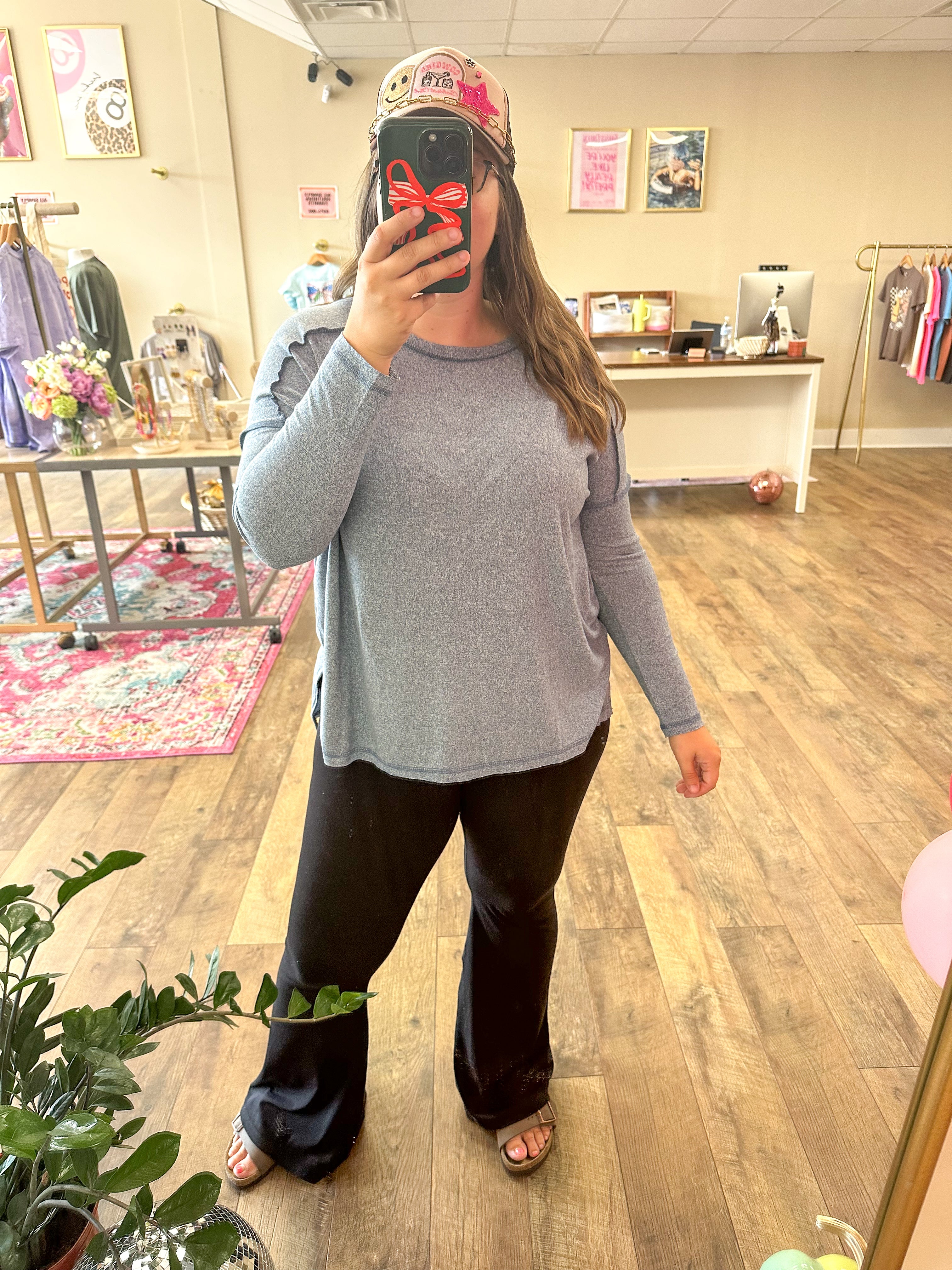 Addie Softstyle Top - Dusty Blue