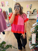 Load image into Gallery viewer, Pink Petals Ruffle Top
