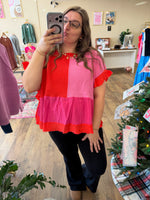 Load image into Gallery viewer, Pink Petals Ruffle Top
