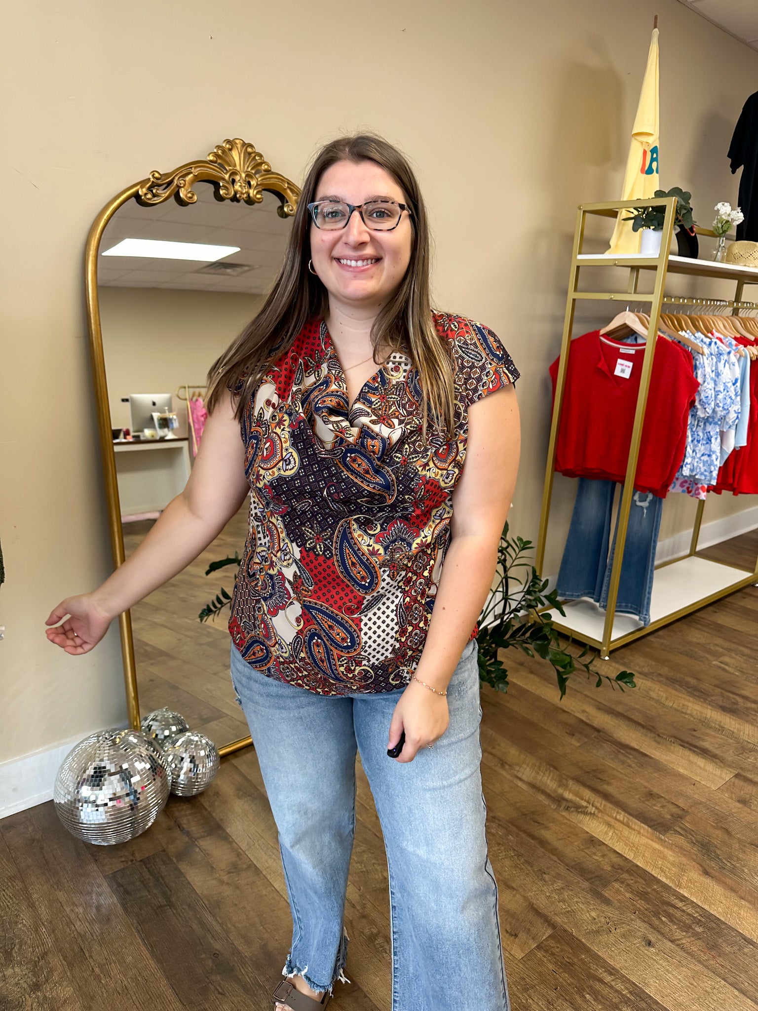 Paisley Cowl Neck Blouse