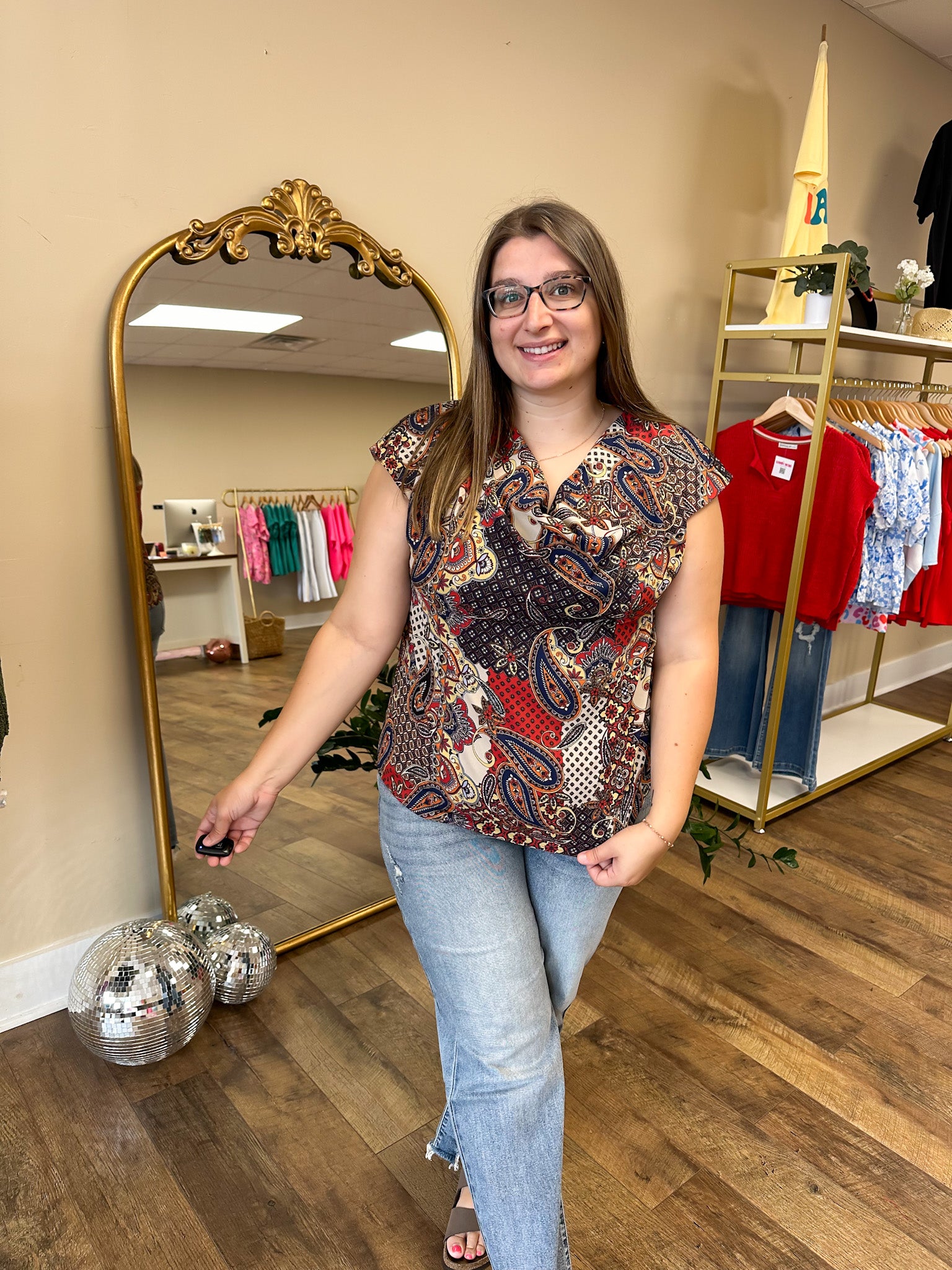 Paisley Cowl Neck Blouse