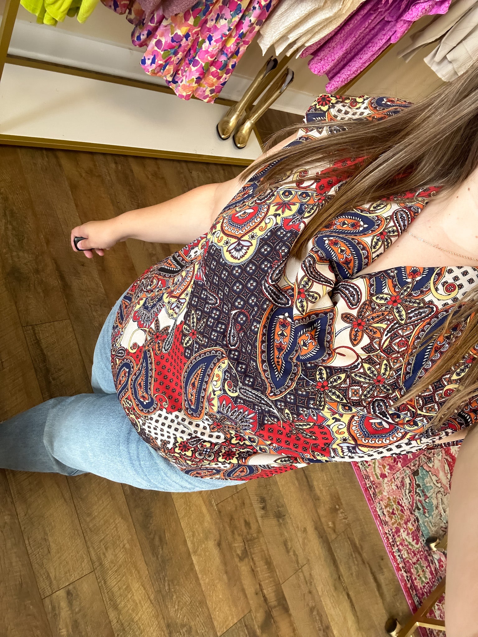 Paisley Cowl Neck Blouse