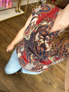 Paisley Cowl Neck Blouse