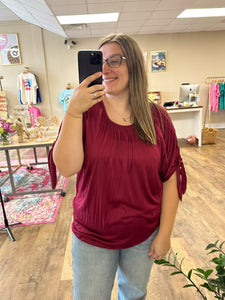 Crinkle Tie Sleeve Blouse