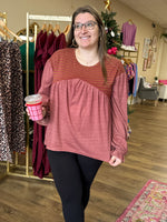 Load image into Gallery viewer, Pumpkin Spice Striped Babydoll Top
