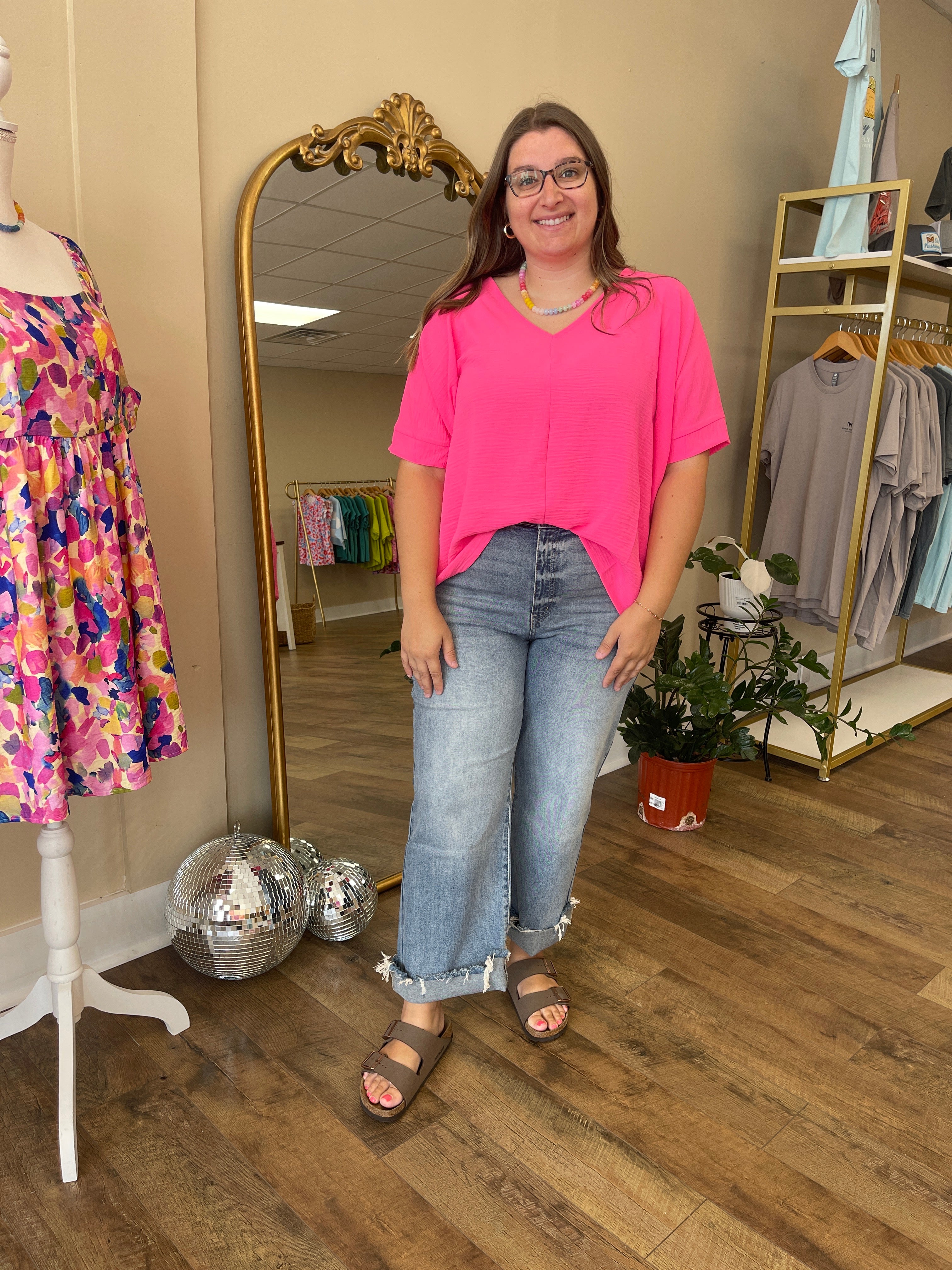 Airflow Fuchsia V-Neck Top