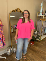 Load image into Gallery viewer, Airflow Fuchsia V-Neck Top
