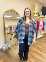 Load image into Gallery viewer, Blue Multi Plaid Oversized Flannel
