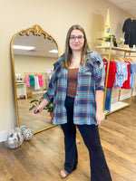 Load image into Gallery viewer, Blue Multi Plaid Oversized Flannel
