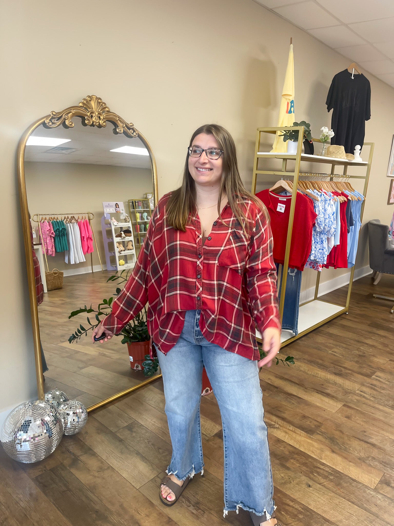 Red Multi Plaid Oversized Flannel