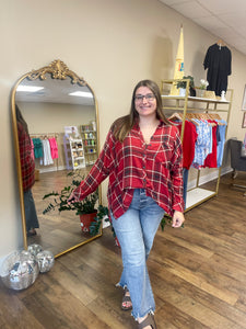 Red Multi Plaid Oversized Flannel