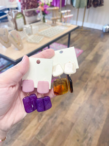 Color Block Square Earrings - 2 colors available