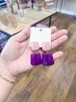 Load image into Gallery viewer, Color Block Square Earrings - 2 colors available
