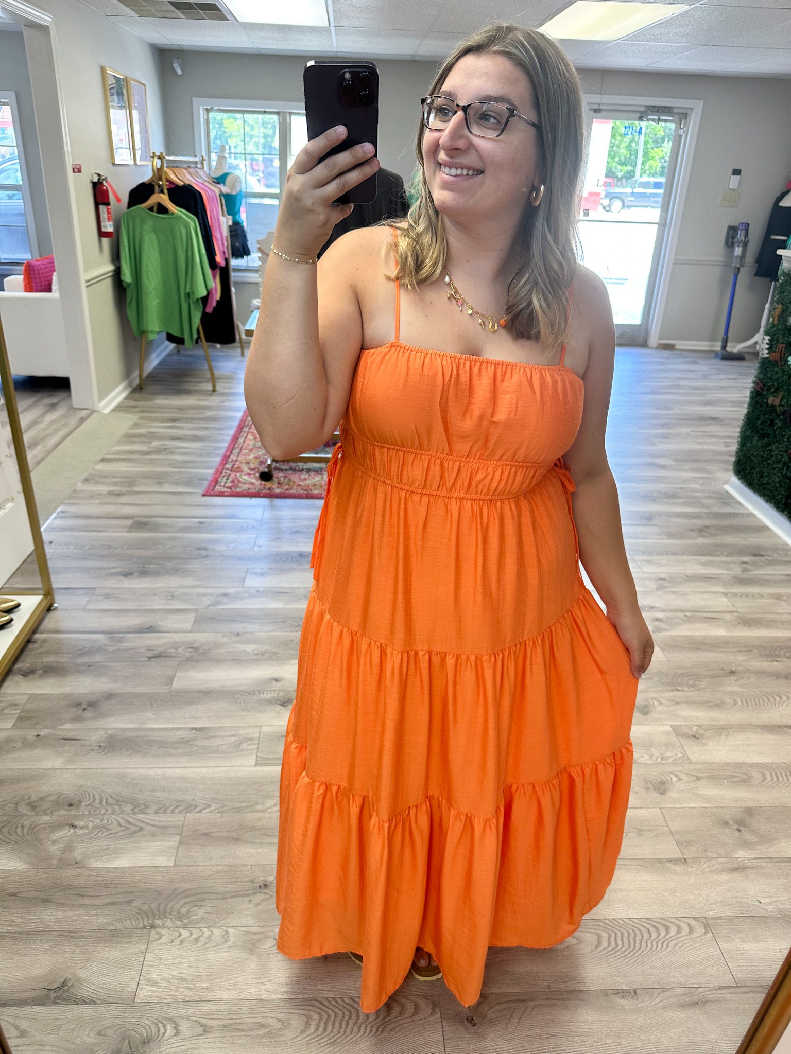 Cantaloupe Tiered Midi Dress