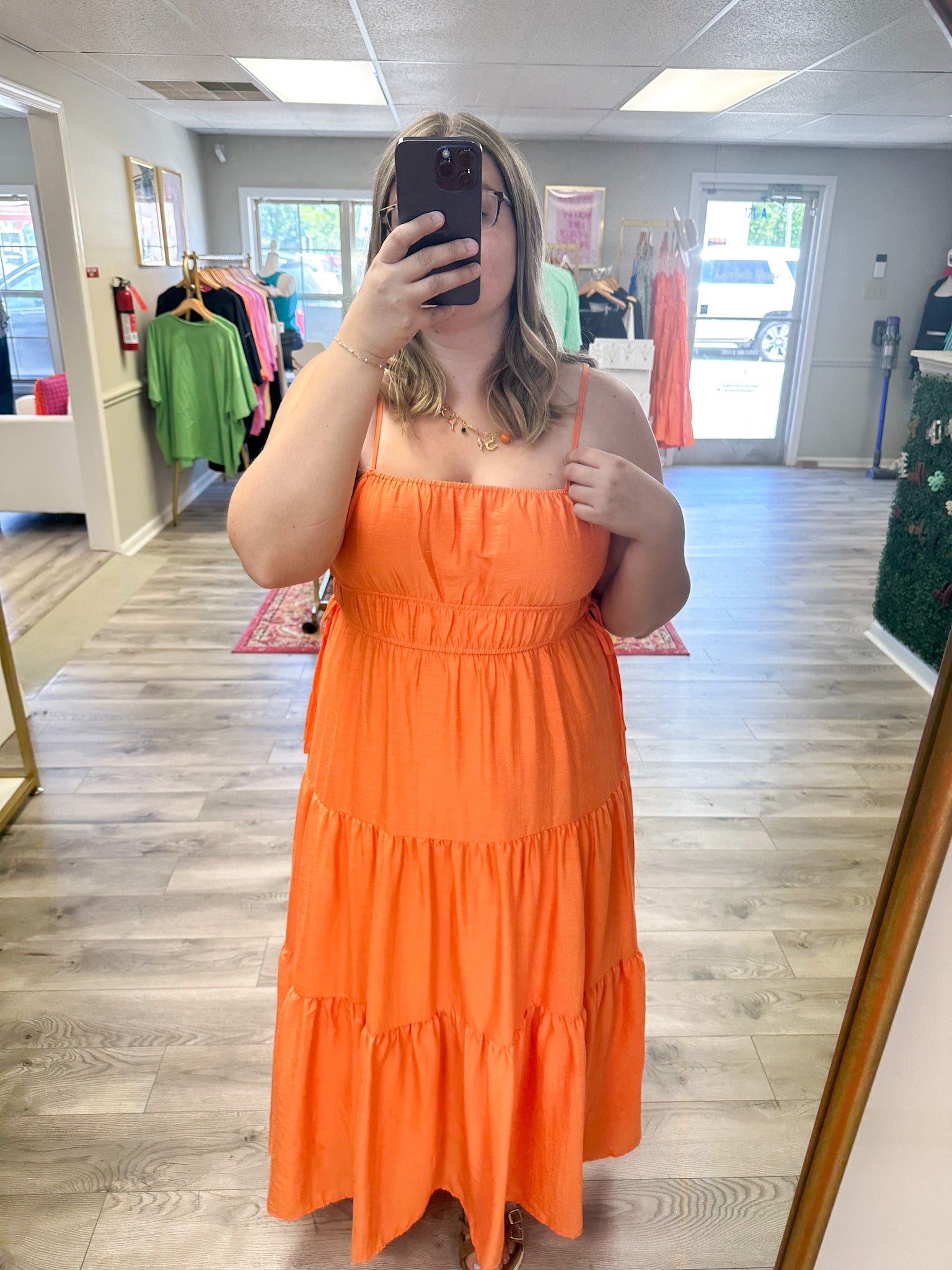 Cantaloupe Tiered Midi Dress