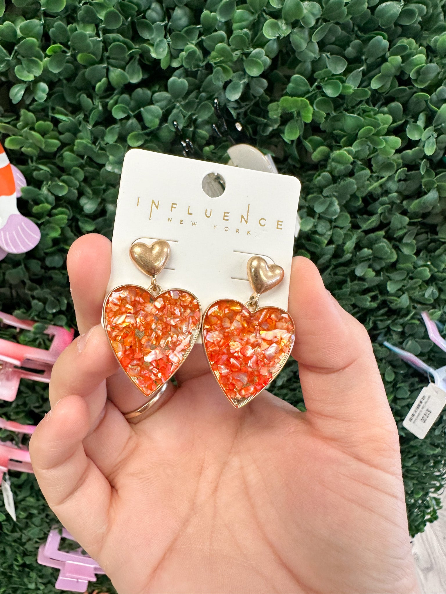 Coral Heart Earrings