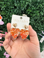 Load image into Gallery viewer, Coral Heart Earrings
