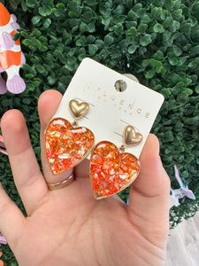 Coral Heart Earrings