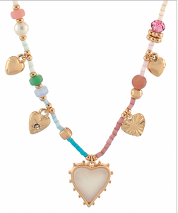 Mixed Bead Heart Necklace
