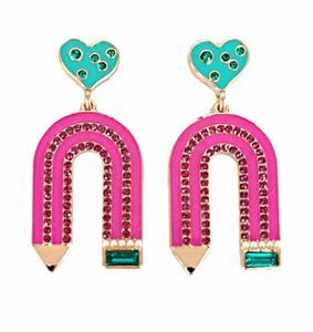 Pink/Turquoise Pencil Earrings