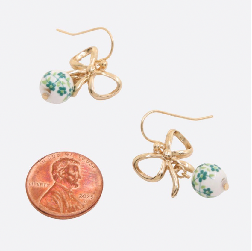 Bow Dangles with Ceramic Bead