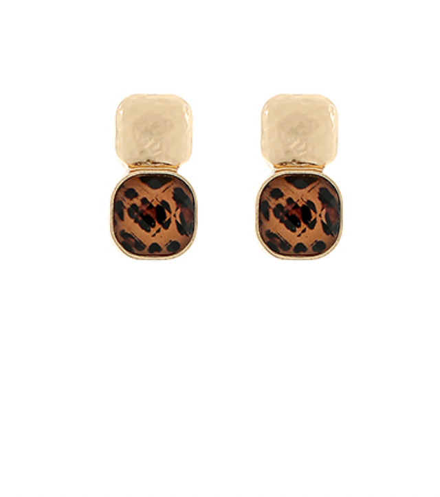Leopard Stone Stud Earrings